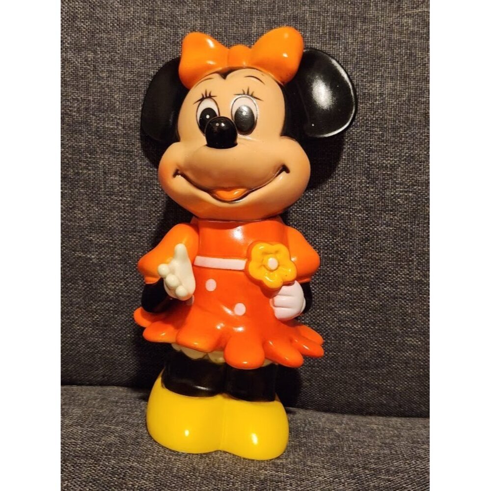 Vintage Walt Disney 6” Minnie Mouse Rubber Coin Piggy Bank Korea 1960s